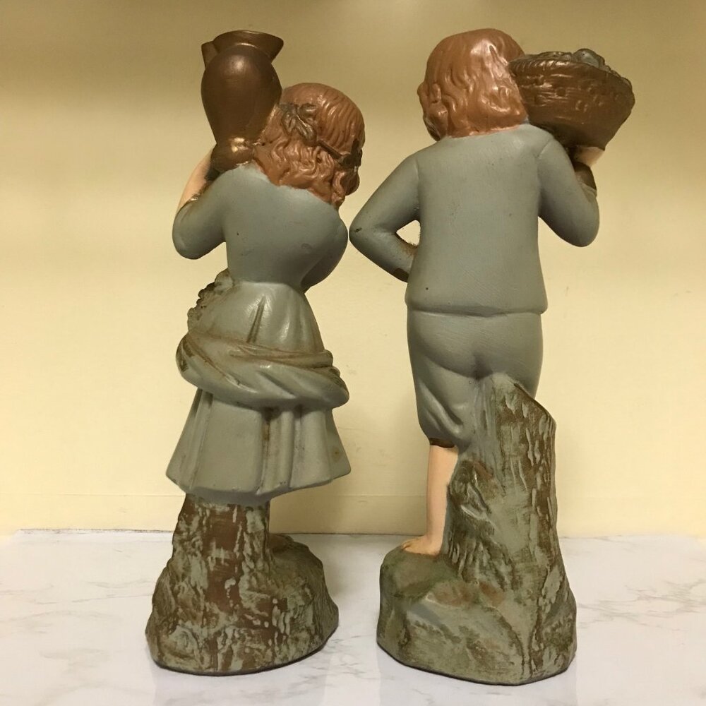 Vintage Chalkware Figurine Set – Boy & Girl – New Art Wares #272 - Picture 3 of 8
